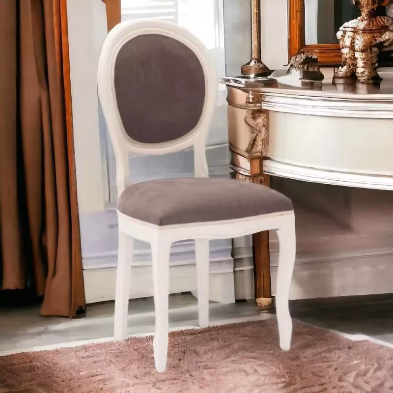 Set di 2 sedie shabby chic in legno di faggio e microfibra marrone Mobili 2G L/P/H: 50 x 47 x 100 cm – 2