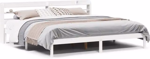 Letto matrimoniale | Letto per adulti | Giroletto senza Materasso Bianco 200x200 cm Legno Massello Pino