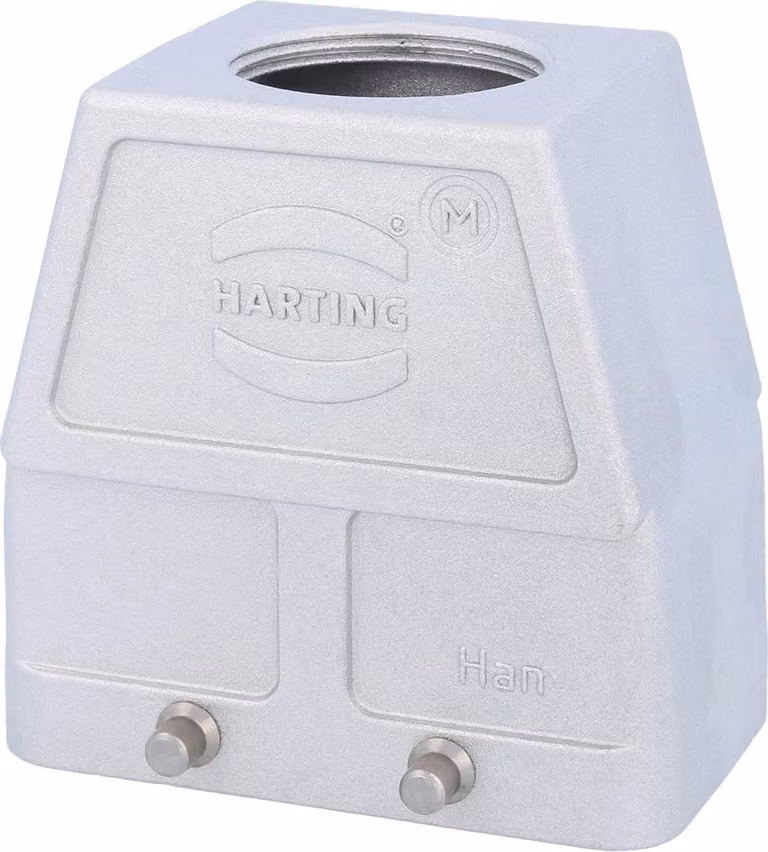 HARTING Han 10B EMC / High Temp Contenitore tubolare alto, 1xM32 uscita cavo diritta, per 2 staffe (nella parte inferiore) Vite di fissaggio