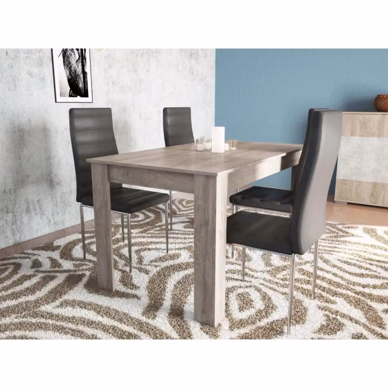 Tavolo da pranzo rettangolare COSMA in finitura rovere con piano in MDF laminato, colori beige e grigio, L: 138,0 cm, P: 74,5 cm, H: 18,5 cm – 2