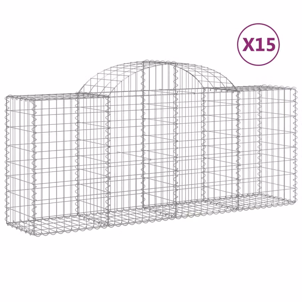 Cesti Gabbioni ad Arco 15 pz 200x50x80/100 cm Ferro Zincato