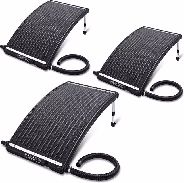 Set di 3 pannelli solari Monzana per il riscaldamento della piscina in alluminio e policarbonato, colore antracite e nero, L: 110 cm, P: 69 cm, H: 14 cm – 1