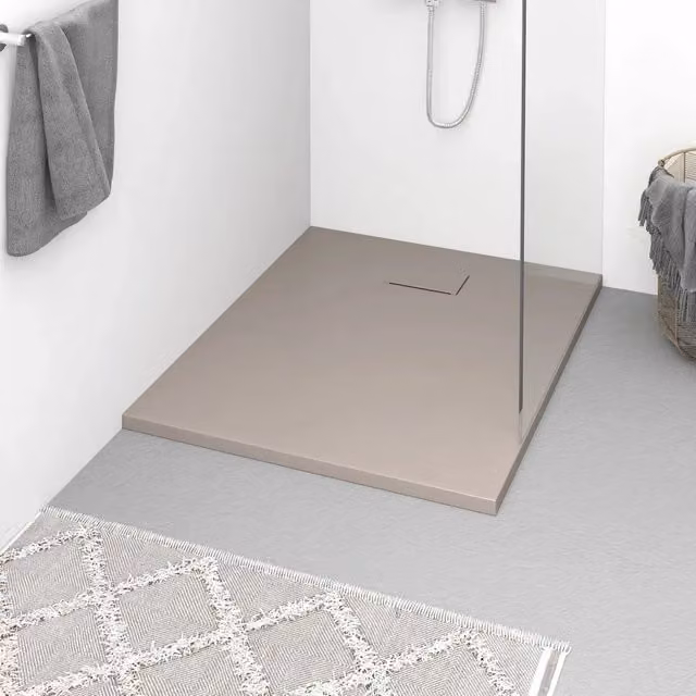 Piatto doccia rettangolare vidaXL in mineral cast marrone antiscivolo L: 100 cm, P: 80 cm