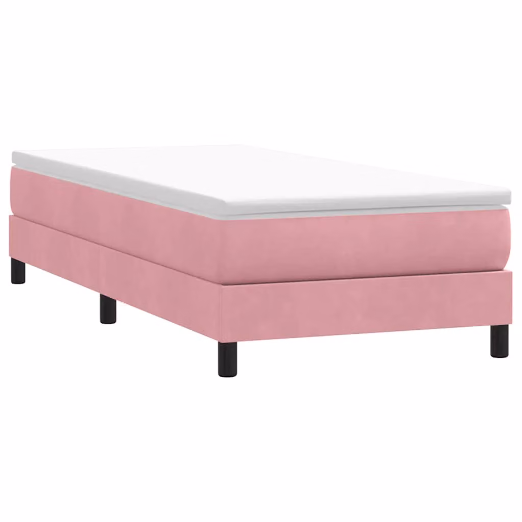 vidaXL Giroletto a Molle in Velluto Rosa senza Materasso L: 80 cm, H: 213 cm