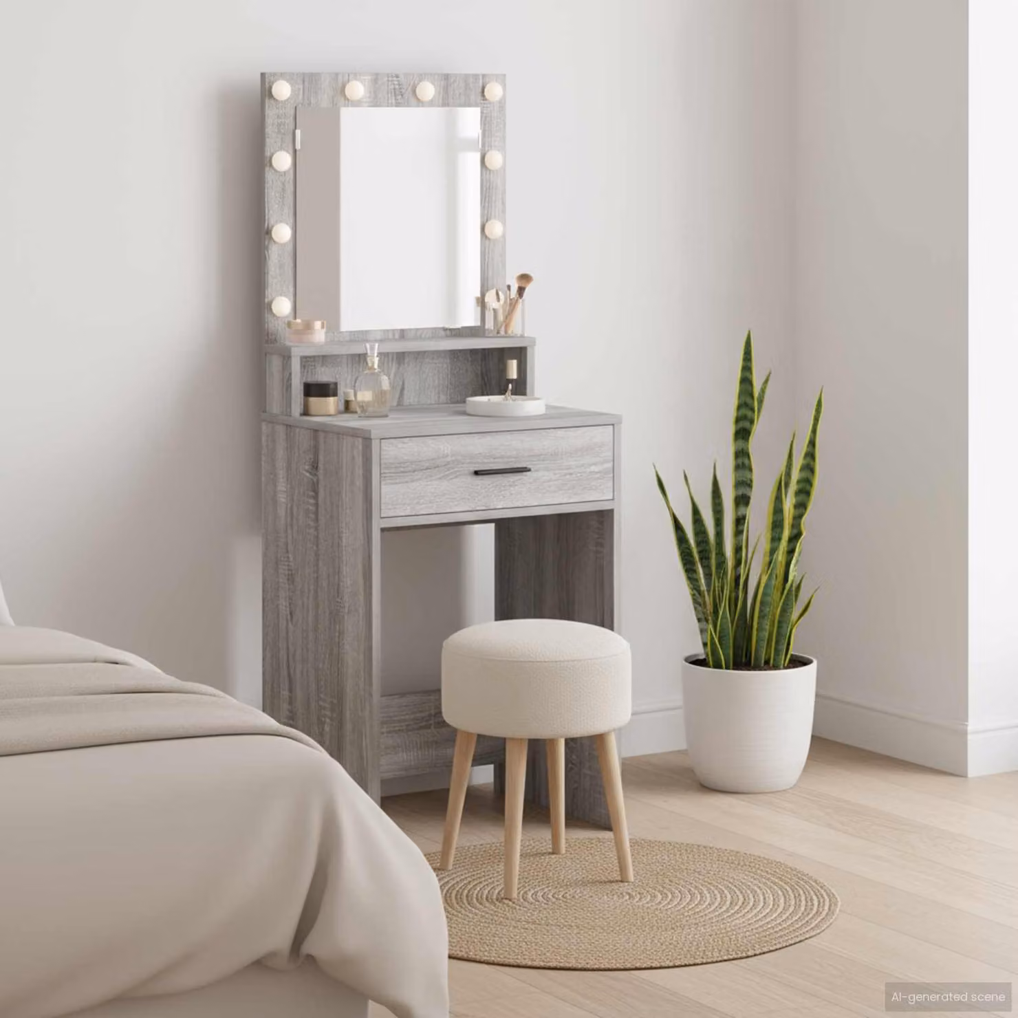 vidaXL Tavolo da Trucco Moderno Grigio L: 50 cm, P: 41 cm, H: 135 cm
