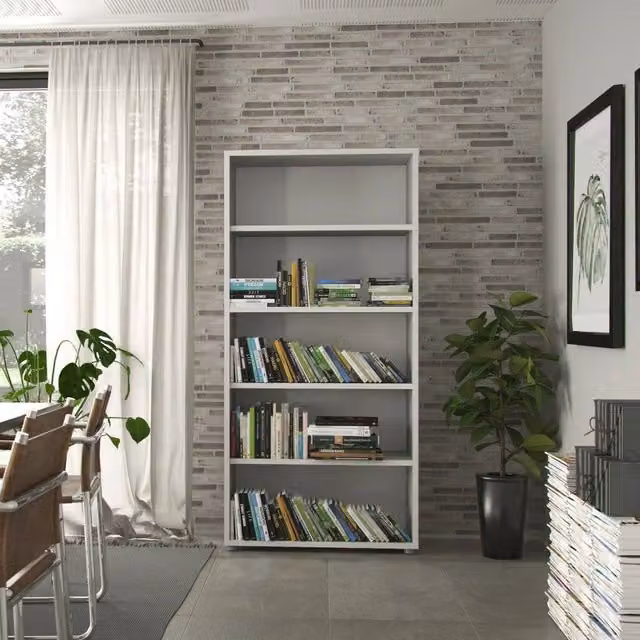 Libreria Apice DMORA, Scaffale Moderno Bianco Opaco, L 89 cm x P 40 cm x H 186 cm