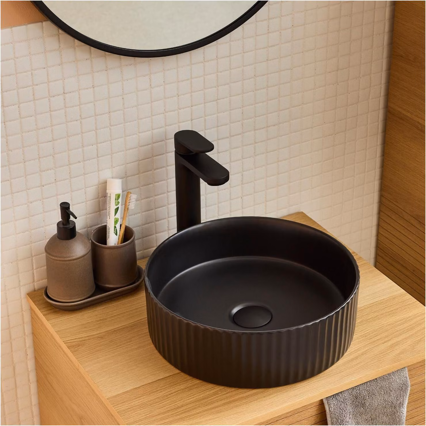 Lavabo da appoggio rotondo NELA 36 x 36 cm