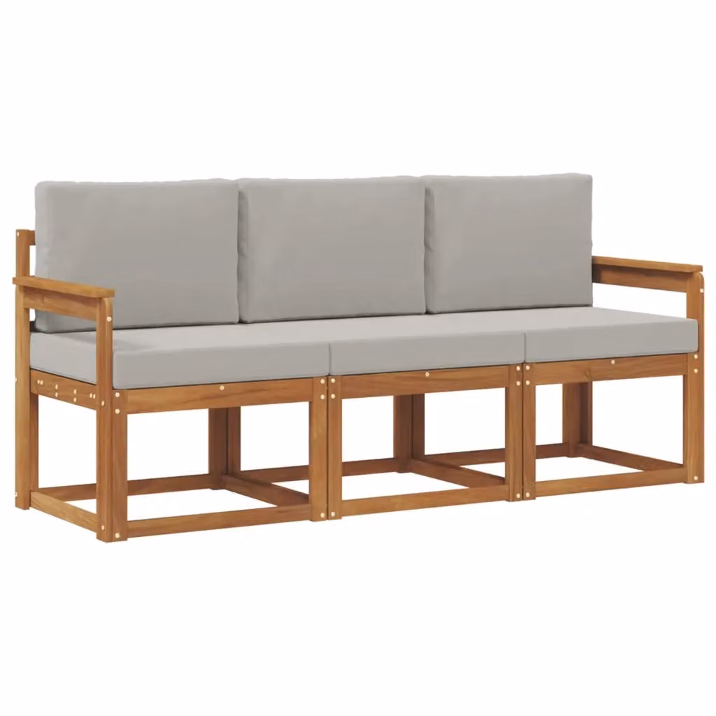 Set di divani da esterno 3 pezzi vidaXL in legno di acacia con cuscini grigi per giardino e terrazza – 2