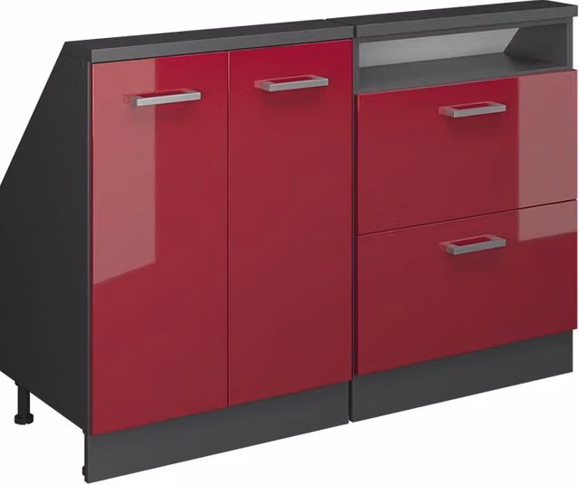Set di mobili sottotetto Rion Rosso lucido/Antracite Set di 2 Vicco