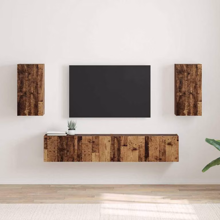 Mobile TV da parete vidaXL in legno ingegnerizzato e legno vecchio, colore marrone, L/P/H: 60 x 31 x 30 cm