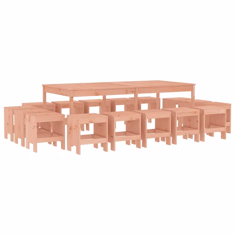 Set da Pranzo per Giardino 17 pz in Legno Massello di Douglas
