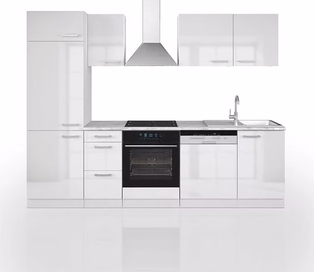 Cucina componibile Optima Bianco lucido/Bianco 270 cm senza piano di lavoro Vicco