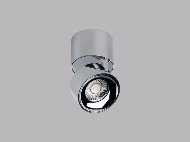 Apparecchio orientabile e inclinabile a soffitto LED2 KLIP ON CRI90, Variante: 11 W, 3000 K, base cromata, riflettore cromato