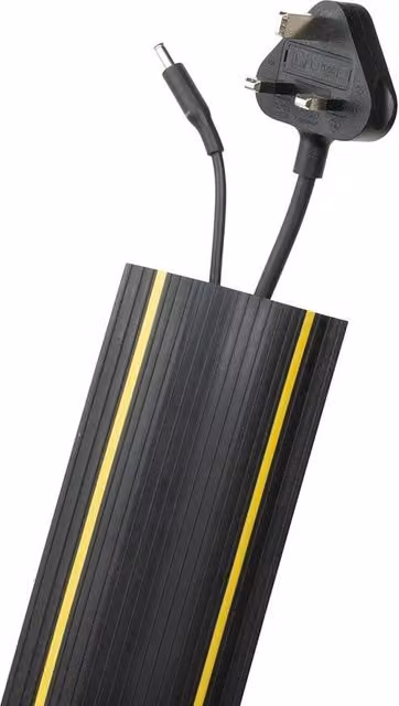 Copertura cavi a pavimento in plastica nero e giallo per uso esterno, lunghezza 2 m