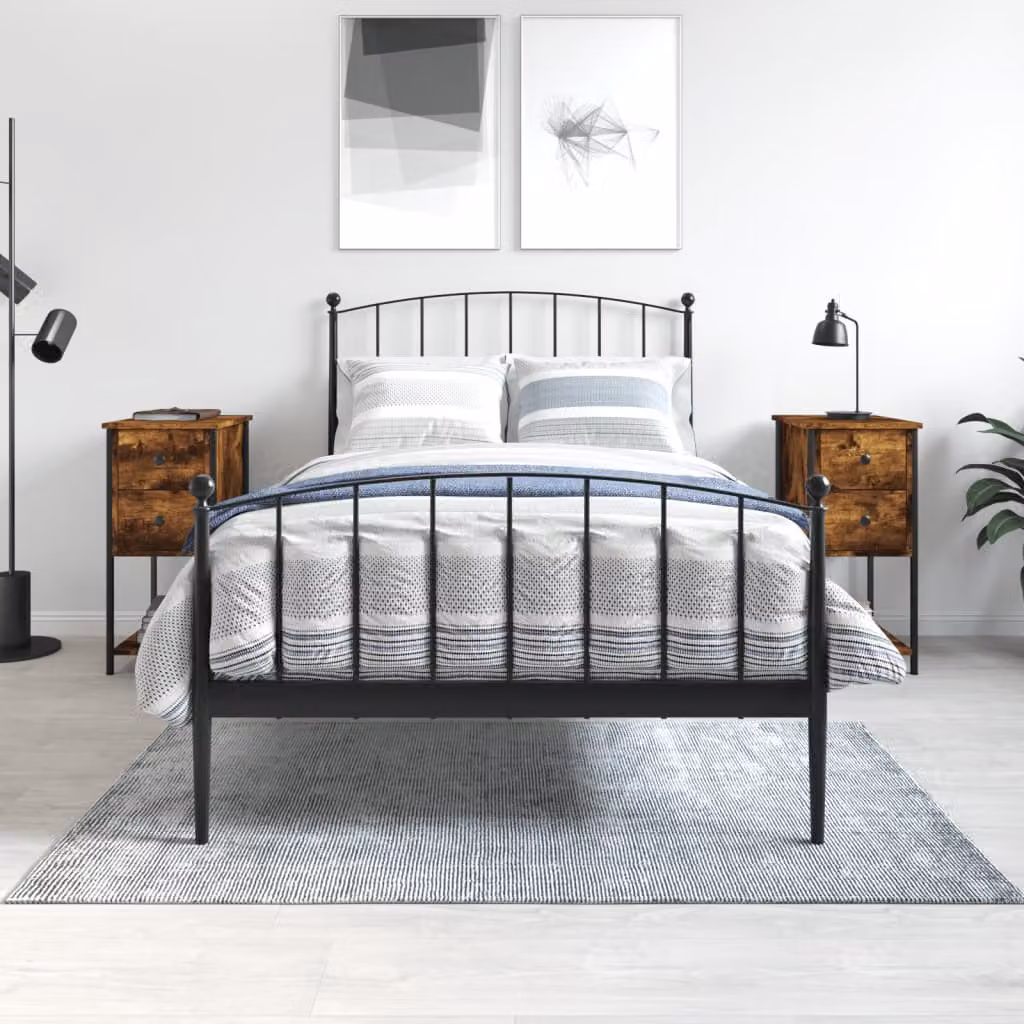 Set di 2 comodini vidaXL in legno Rovere Fumo, L 32 cm x P 42 cm x H 70 cm