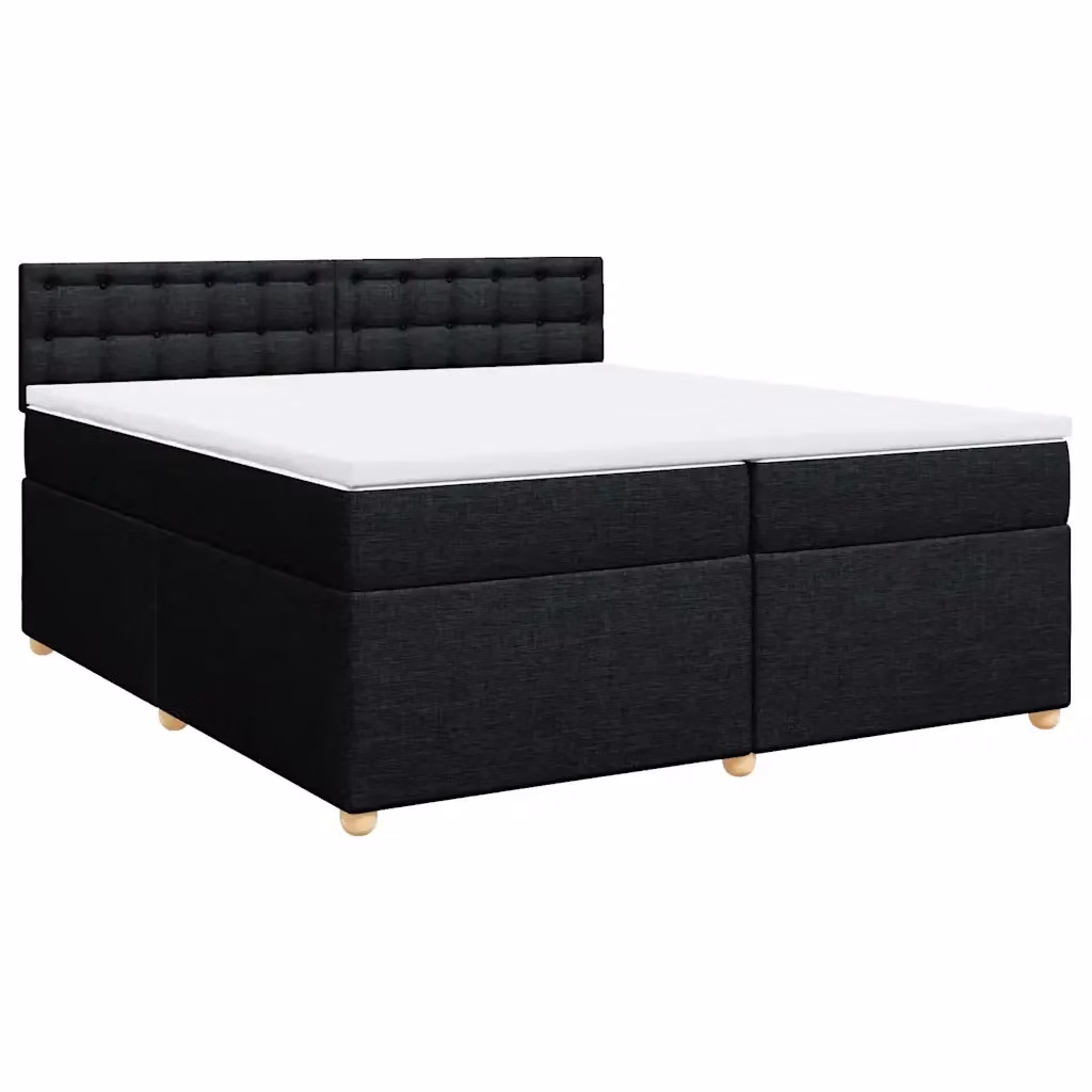 Letto Ibrido vidaXL con Giroletto a Molle e Materasso in Tessuto Nero e Bianco L/P: 200 x 200 cm – 2