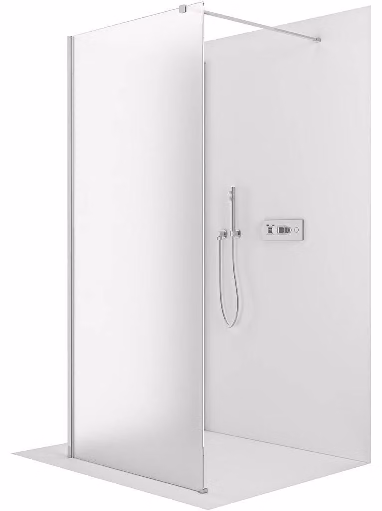 CERANO - Box doccia Walk-in Onyx Corner Cube L/P - 8 mm - montante angolare - cromo, vetro smerigliato - 60x40x200 cm
