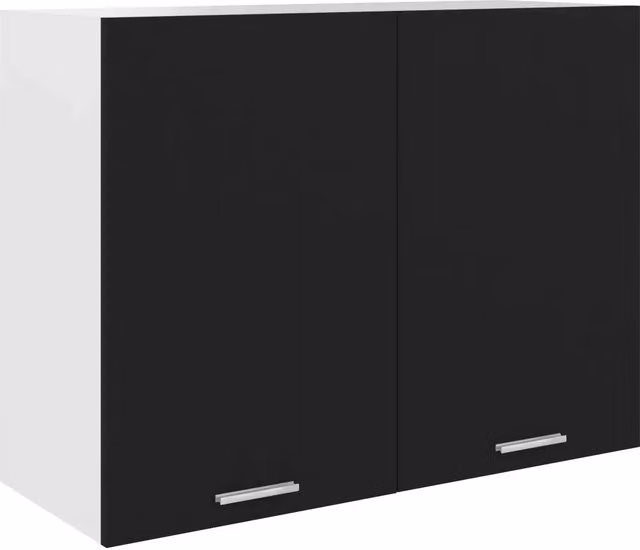 Pensile da cucina moderno HELLOSHOP26 in legno composito nero opaco L: 80 cm, P: 31 cm, H: 60 cm – 1