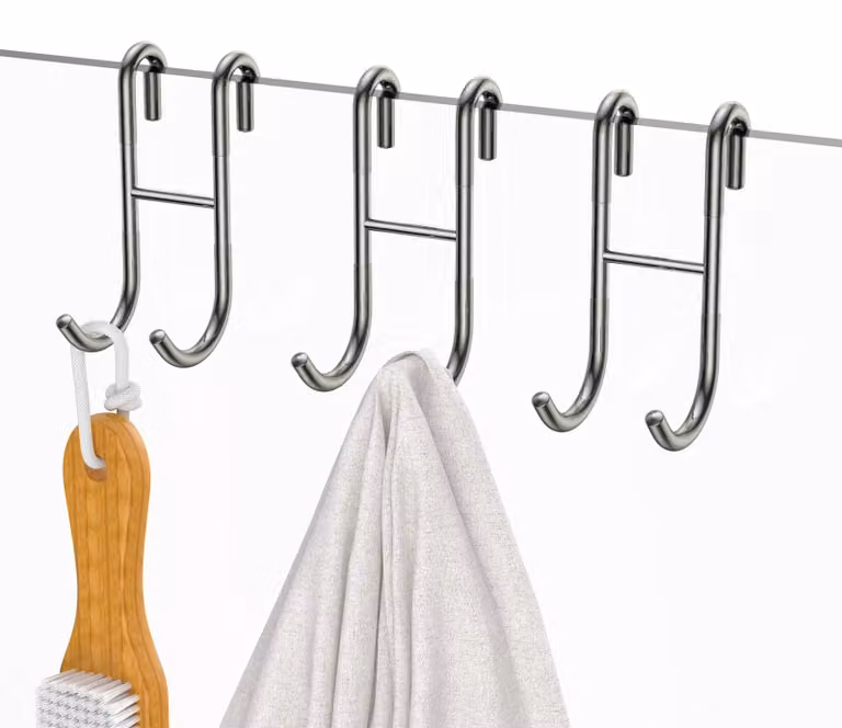 Omgoods - Ganci per porte doccia in acciaio inossidabile argento - Confezione da 3 pezzi - Senza foratura - Per porte in vetro