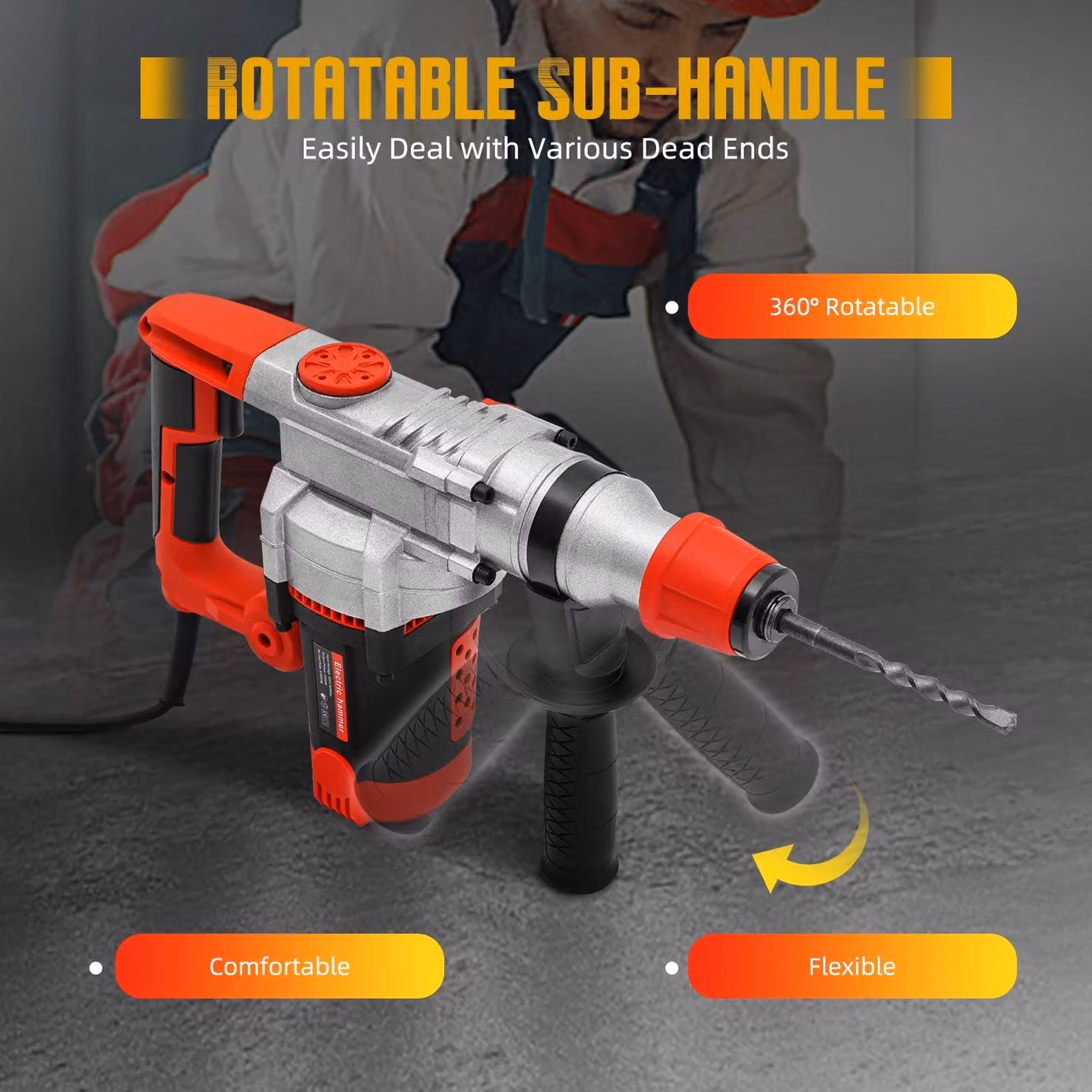 Martello demolitore - Martello perforatore - Martello demolente - Martello demolitore elettrico - 2200W