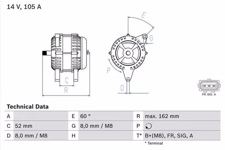 BOSCH 0 986 081 090 Alternatore x