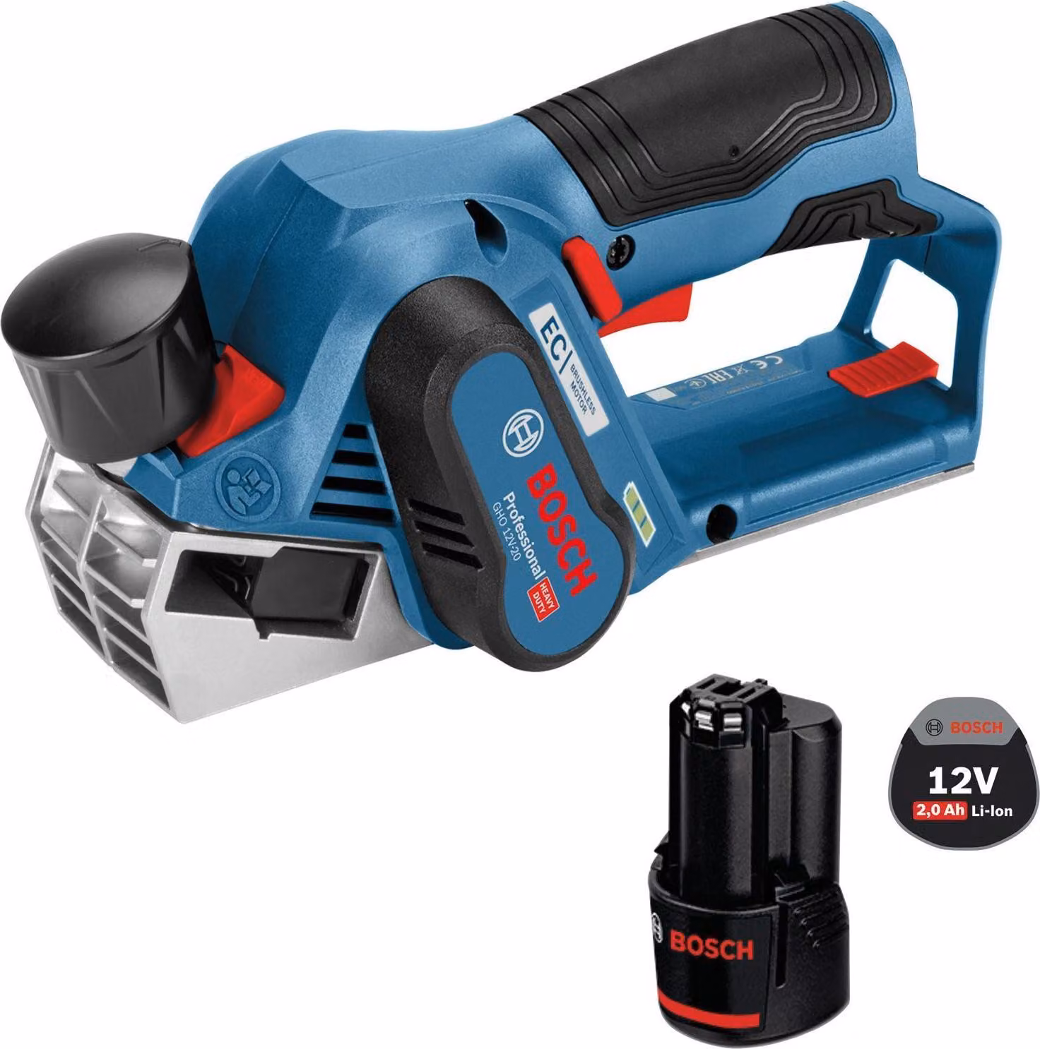 Pialla a batteria Bosch GHO 12V-20 / 1x batteria 2,0 Ah