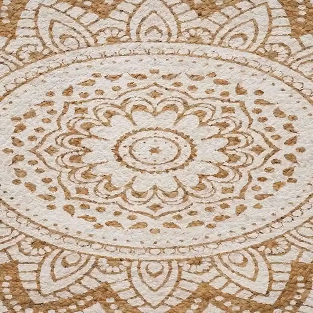 Tappeto in juta DESIGN IN con stampa bianca e motivo floreale, L: 245 cm, P: 152 cm