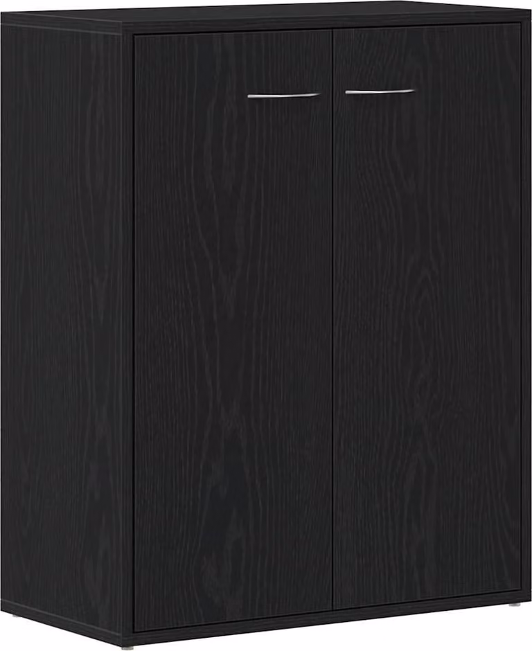 Credenza Rovere Nero 60x30x75 cm in Legno Multistrato