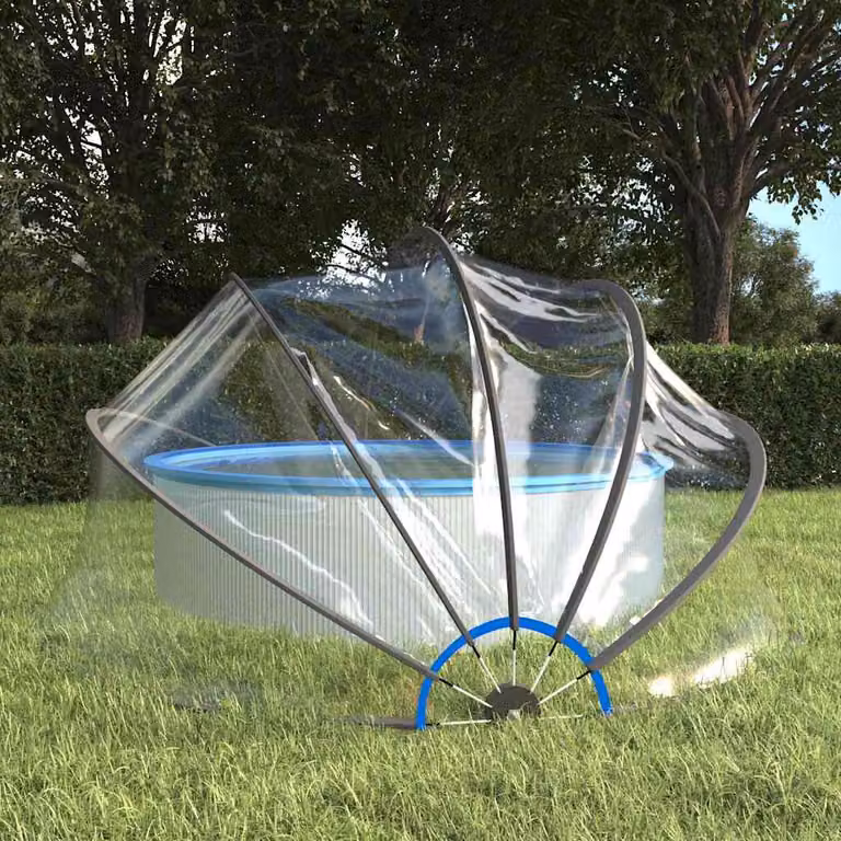 Cupola per piscina rotonda vidaXL in PVC trasparente, L: 406 cm, H: 203 cm