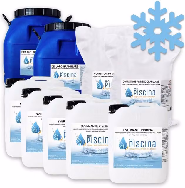 KIT mix Chimici per Chiusura Invernale piscina Volume piscina: Da 200 a 400 m³