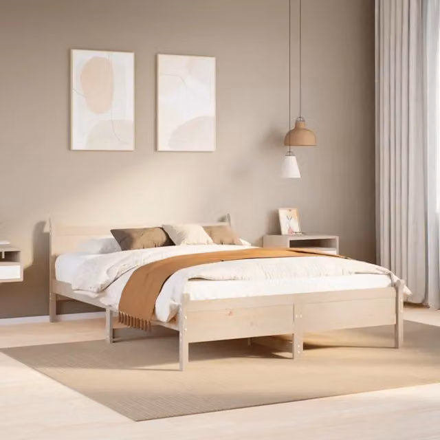 Letto senza materasso in legno massello di pino vidaXL, stile rustico, colore marrone, L/P/H: 120 x 200 x 85 cm