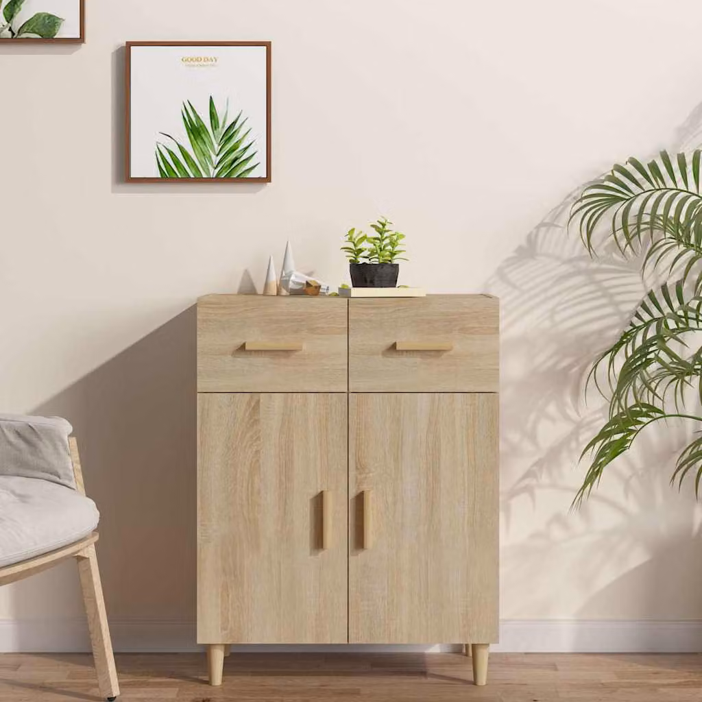 Credenza vidaXL in Legno Multistrato Rovere Sonoma, Colore Marrone/Beige, L 69,5 cm x P 34 cm x H 89 cm