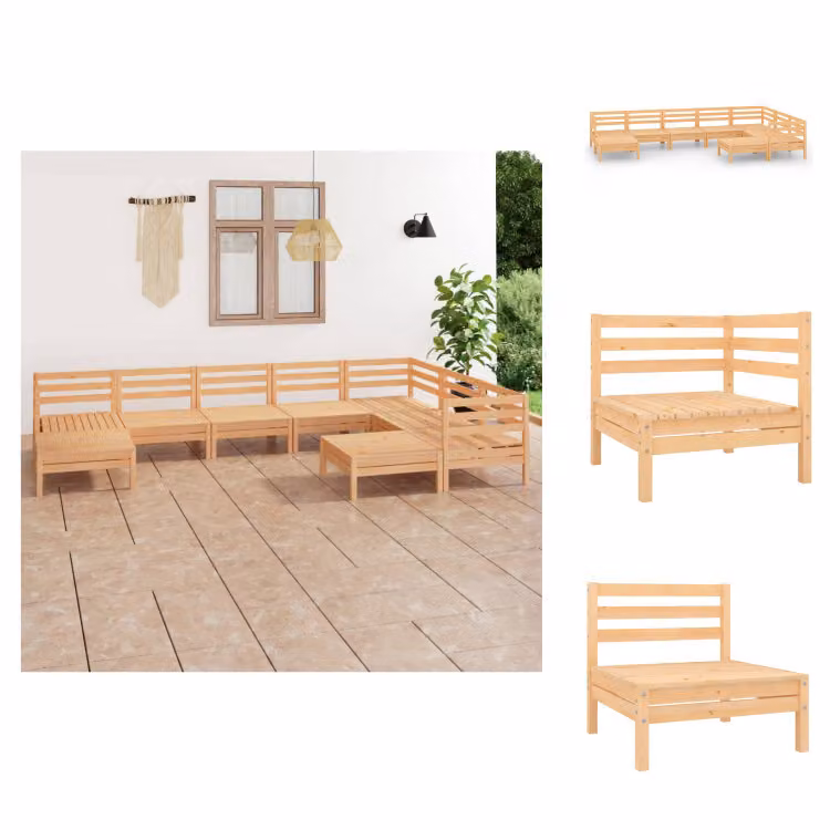 vidaXL Set da salotto da giardino 9 pezzi in pino massiccio - Set di mobili da giardino