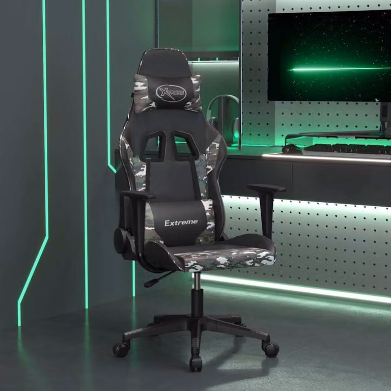 Sedia da Gaming vidaXL in Similpelle Nero e Multicolore con Poggiatesta e Ruote