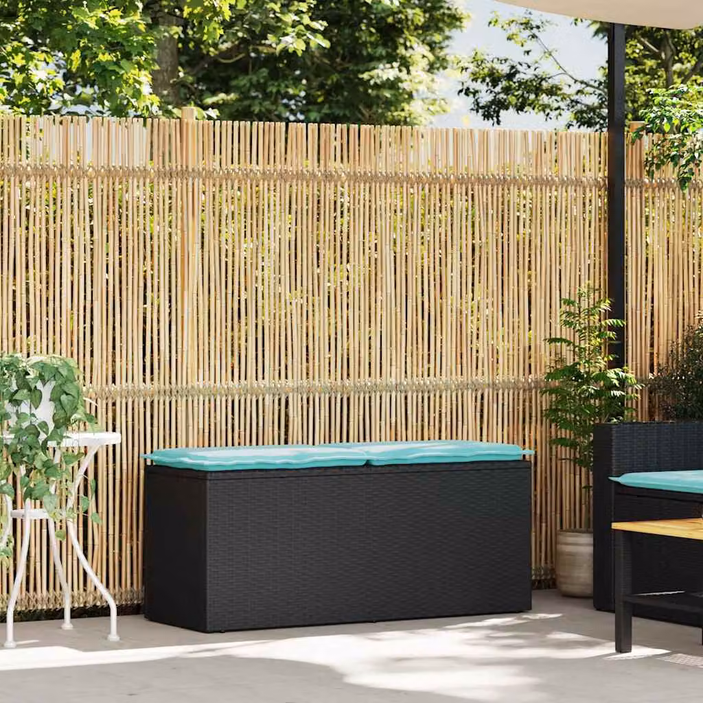 vidaXL Panca da Giardino con Cuscino Nera 110x40x44 cm in Polyrattan