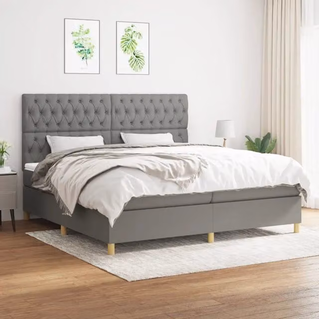 Giroletto a Molle con Materasso Grigio Scuro 200x200 cm Tessuto 3142602