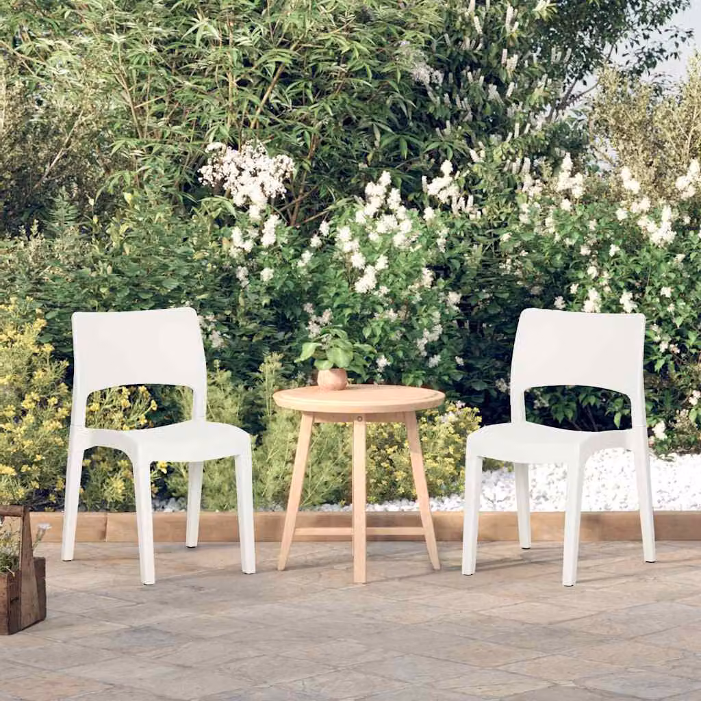 Set di 2 sedie da giardino impilabili vidaXL in polipropilene bianco opaco