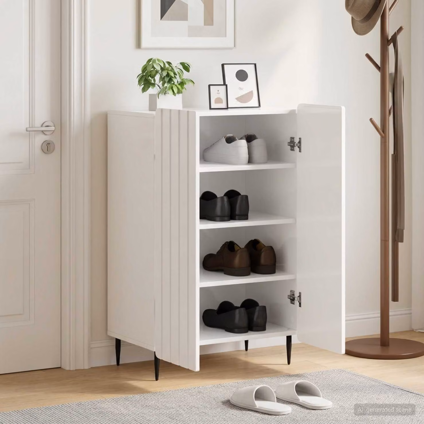 Mobile porta scarpe vidaXL ZWOLLE Bianco Lucido L: 59,5 cm, P: 39,5 cm, H: 91,5 cm