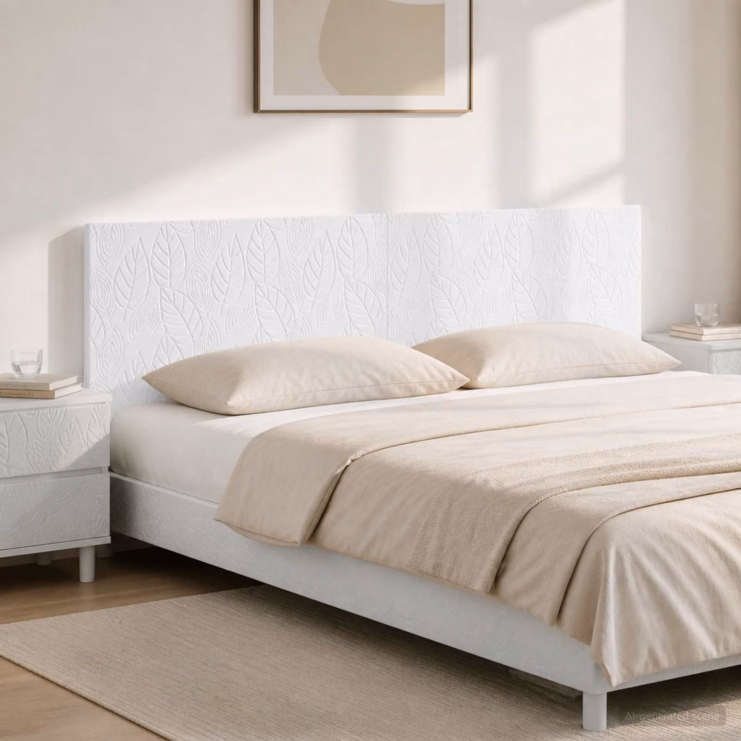 Testiera da muro vidaXL DELFT moderna in legno ingegnerizzato bianco lucido con ripiano integrato L: 180 cm, H: 50 cm, P: 15,5 cm