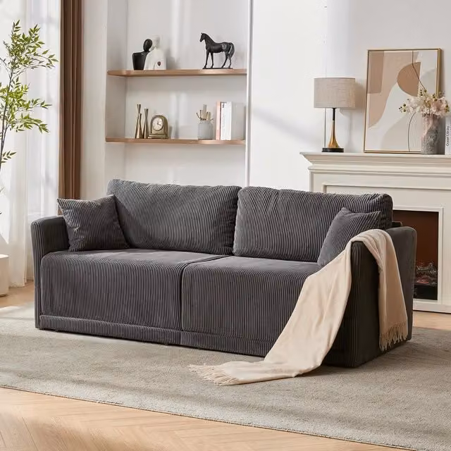Divano letto ¨C Minimal ¨C tessuto grigio, estraibile 2 posti 140x200cm