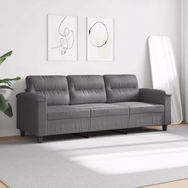 Divano | Divano da soggiorno | Sofa a 3 Posti Grigio Scuro 180 cm in Tessuto Microfibra