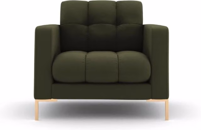 Poltrona Bali Cosmopolitan Design in tessuto verde con struttura in metallo e braccioli – 1
