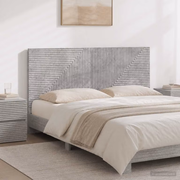 Testiera da muro vidaXL HAARLEM in tessuto grigio con ripiano integrato, L: 120 cm, H: 50 cm, P: 10,44 cm