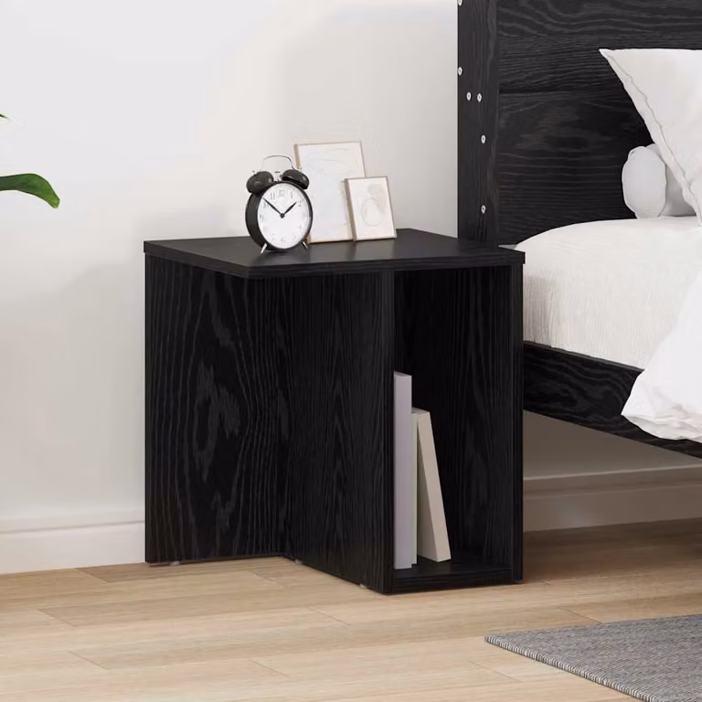 Tavolino moderno vidaXL in legno nero e rovere L/P/H: 37 x 32 x 40 cm