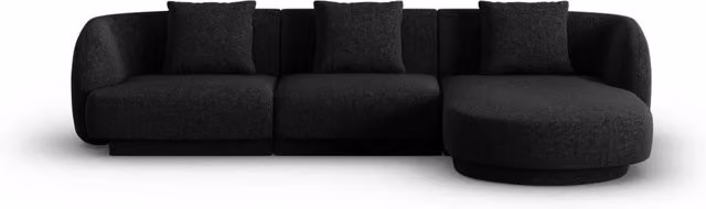 Divano angolare destro Tulum di Cosmopolitan Design, modello a 4 posti in ciniglia nero per il tuo living room, L 255 cm x P 174 cm x H 99 cm
