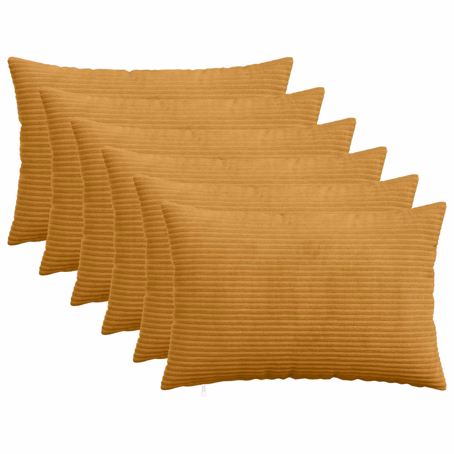 Set di 6 federe vidaXL HEERLEN in velluto a coste, Giallo, 50 x 80 cm