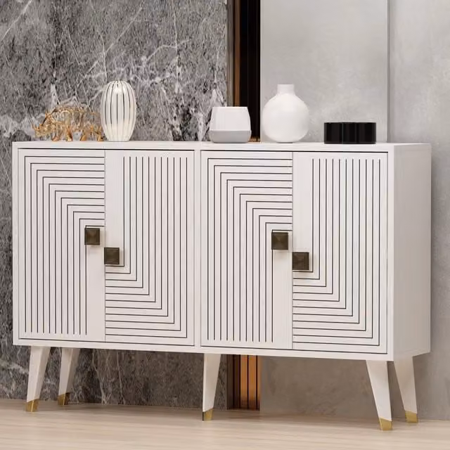 Madia Thiene, Credenza 2 Ripiani, 120x30x80h cm Bianco