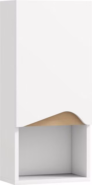 Pensile da bagno HOMCOM con ripiano aperto e armadietto con scaffale regolabile, in legno, Bianco e color Legno, L 30 cm x P 17 cm x H 67 cm