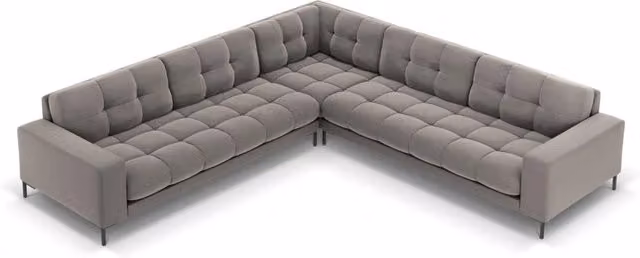Divano angolare reversibile Bali di Cosmopolitan Design in velluto grigio chiaro per 6 persone L/P/H: 256 x 93 x 75 cm – 1