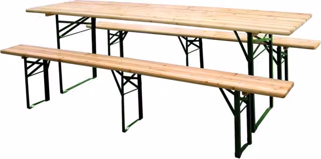 Set Birreria Plus Tavolo Cm 220 x 70x76h+panche 3 Gambe Tata Linda